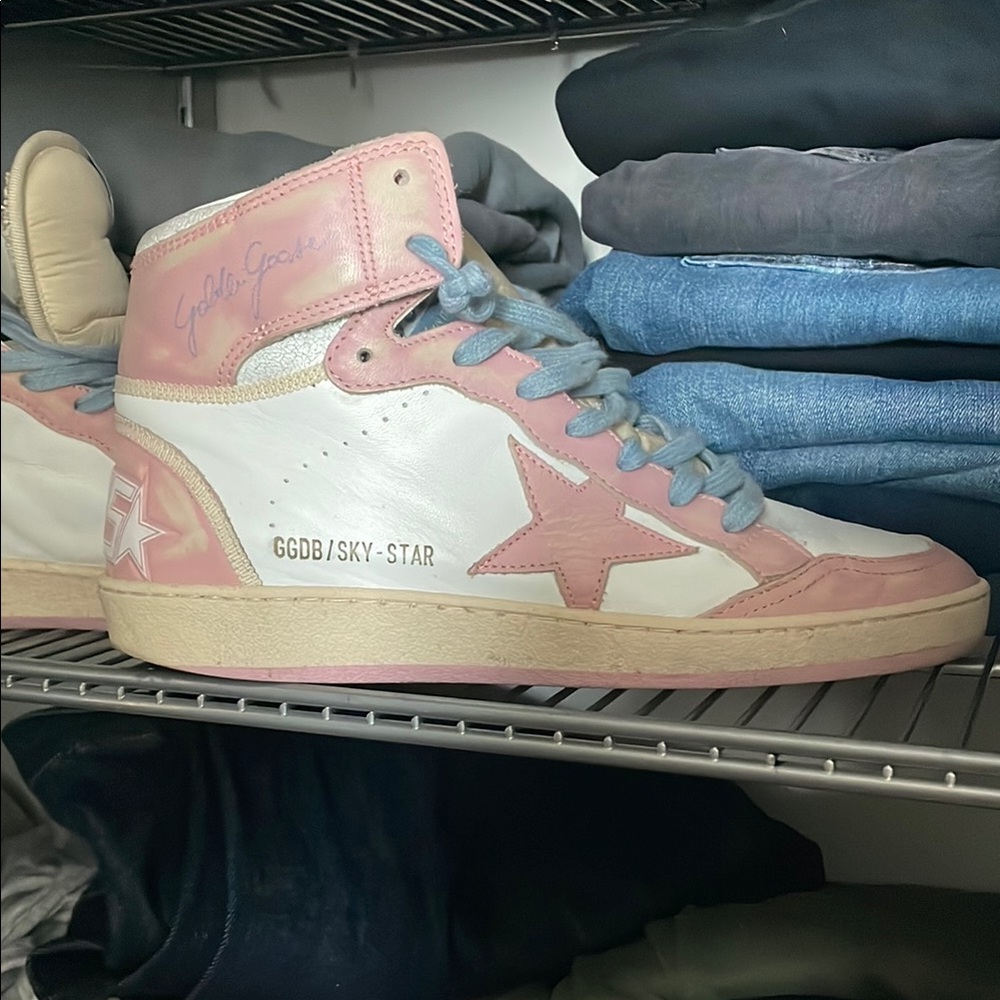 Golden Goose Pink and White Sneakers